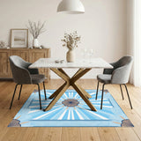 Coastal Blue Sunburst Shell Area Rug