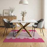 Pink Gingham Scalloped Border Area Rug