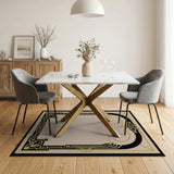 Elegant Gold Art Deco Border Area Rug