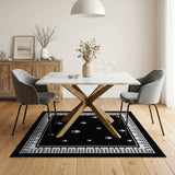 Black White Heritage Tribal Motif Rug