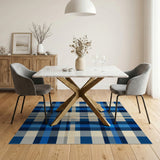Blue and Teal Navy Blue Plaid Geometric Area Rug