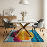 Geometric Sunset Sun Multi-Color Area Rug