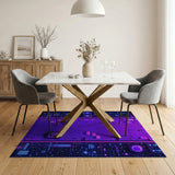 Neon Purple Cyber Circuit Area Rug