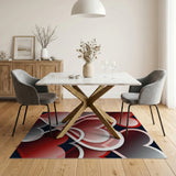 Layered Red Hearts Geometric Area Rug