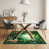Kids Cartoon Enchanted Mushroom Forest Area Rug