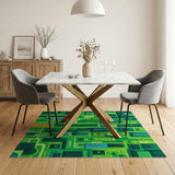 Emerald Geometric Cityscape Area Rug