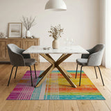 Vibrant Rainbow Vertical Stripe Geometric Modern Area Rug