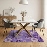 Purple White Magnolia Floral Area Rug