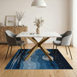 Midnight Moon Over Geometric Mountains Rug