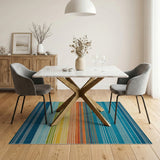 Geometric Modern Vibrant Rainbow Striped Area Rug