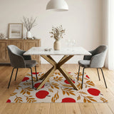 Red Apples Golden Leaves Fruit Pattern Rug