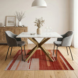 Modern Geometric Red Orange Stripe Area Rug