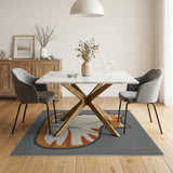 Smiling Orange Tabby Cat Grey Area Rug