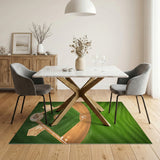 Green Geometric Modern Green Baseball Field Area Rug