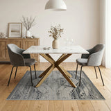 Distressed Grey Tribal Geometric Area Rug