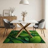 Vibrant Green Botanical Leaf Washable Area Rug - Low Pile & Non-Slip