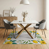 Vibrant Lemon Orange Sunflower Fruit Pattern Rug