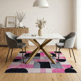 Multi-color and Patterns Bold Pink Black Geometric Area Rug