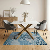 Blue Coral Reef Coastal Area Rug