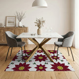 Red Poinsettia Floral Pattern Floral Vintage Area Rug