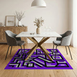 Purple Purple Geometric Maze Area Rug