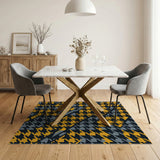 Vibrant Yellow Houndstooth Geometric Area Rug