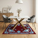 Maroon Winged Mythical Creatures Area Rug