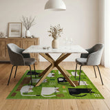 Playful Green Cats Cartoon Area Rug