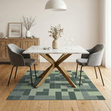 Geometric Modern Green Green Geometric Patchwork Area Rug