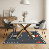 Grey Basketball Court Kids Area Rug