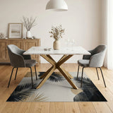 ODIKA Washable Tropical Palm Leaf Modern Abstract Low Pile Area Rug - Non-Slip & Pet Friendly