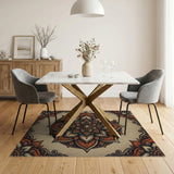 Vintage Orange Mandala Lotus Area Rug