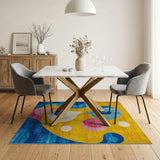Multi-color and Patterns Vibrant Yellow Abstract Swirl Area Rug