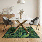 Lush Green Monstera Jungle Leaves Area Rug