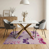 Pink Whimsical Pink Butterfly Area Rug
