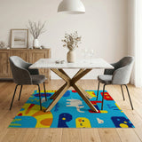 Multi-color and Patterns Playful Cartoon Animals Kids Area Rug
