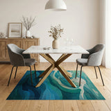 Blue and Teal Ocean Waves Area Rug