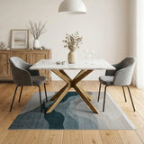Layered Teal Mountain Abstract Area Rug