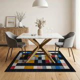 Vibrant Geometric Block Area Rug
