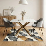 Abstract Gold Brushstroke Area Rug