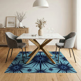 Teal Navy Starburst Geometric Area Rug