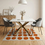 ODIKA Modern Abstract Terracotta Dots Washable Rug - Low Pile & Non-Slip