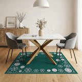 Emerald Green Snowflake Border Area Rug