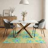 Sunny Yellow Teal Daisy Floral Area Rug
