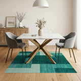 Teal Geometric Block Area Rug