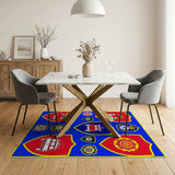 Fire Truck Emergency Badge Collage Area Rug