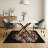 Pink Lace Hearts Roses Area Rug