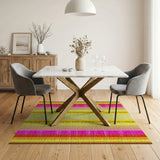 Vibrant Multi-Color Grid Stripe Area Rug