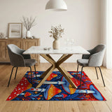Whimsical Red Mushroom Forest Floral Vintage Area Rug