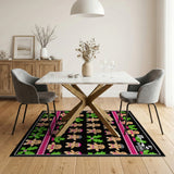 Festive Gingerbread Men Pink Holiday Rug